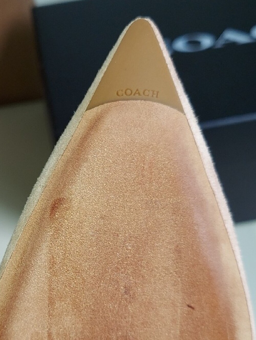 Coach Varick Suede Pale Blush Pointed Toe Grommet Pump Stiletto Heels Size 10 - Picture 11 of 13